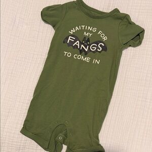 Cat & Jack Olive Green Short-Sleeve Baby One-Piece with Bat Graphic